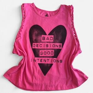 JERRY LEIGH Teens XXL Pink Tank Top Graphic Edgy Casual